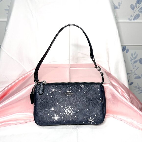 Coach Nolita 19 In Signature Canvas With Snowflake Print Limited Edition - Navy - Picture 2 of 7